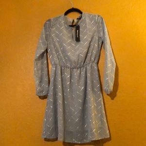 NWT Allegra K Size XS Silver & Grey lined Dress slip on .